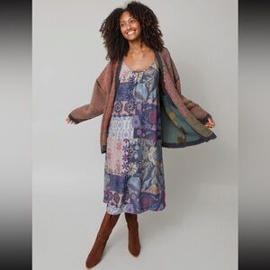 🌙NATURAL LIFE Lizzie Midi Dress - Blue Patchwork🌙